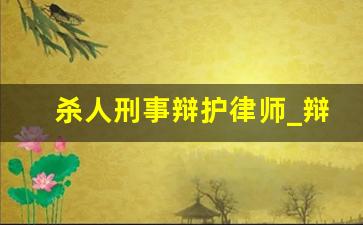 杀人刑事辩护律师_辩护犯罪的律师