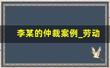 李某的仲裁案例_劳动纠纷案例和解决方案800