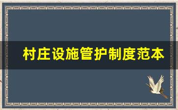 村庄设施管护制度范本_村庄管护工作制度