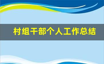 村组干部个人工作总结_村干部任职工作总结