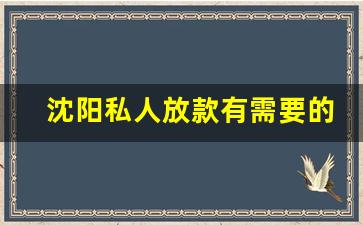 沈阳私人放款有需要的联系我