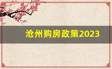 沧州购房政策2023