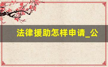 法律援助怎样申请_公益律师免费法律援助