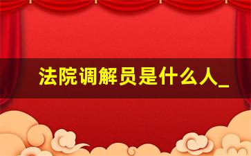 法院调解员是什么人_法官为了调解会吓唬人