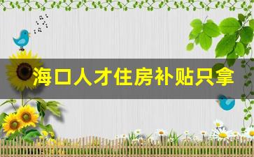 海口人才住房补贴只拿到一半_海口人才政策