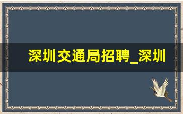 深圳交通局招聘_深圳交管局