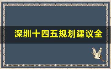 深圳十四五规划建议全文_发展规划