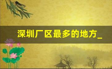 深圳厂区最多的地方_进工厂要注意什么