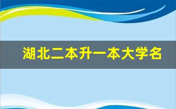 湖北二本升一本大学名单