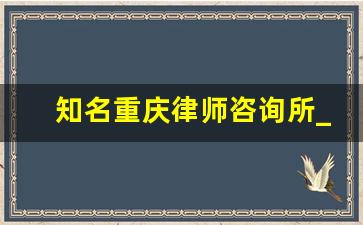 知名重庆律师咨询所_重庆律师