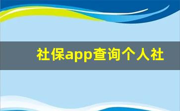 社保app查询个人社保