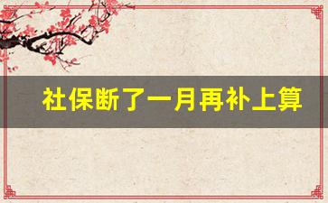 社保断了一月再补上算断保吗_个人如何在手机上补缴社保