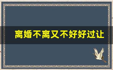 离婚不离又不好好过让起诉