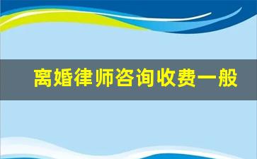 离婚律师咨询收费一般是怎么收的