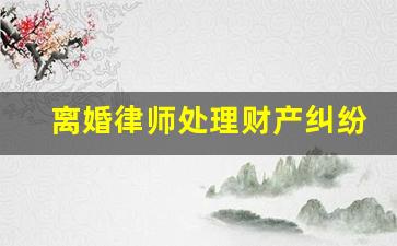 离婚律师处理财产纠纷_离婚财产官司