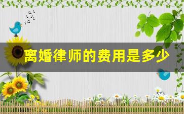 离婚律师的费用是多少