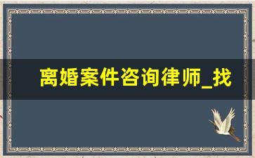 离婚案件咨询律师_找离婚律师