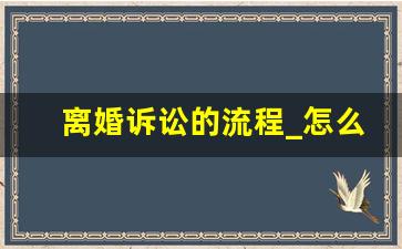 离婚诉讼的流程_怎么起诉离婚最快最简单