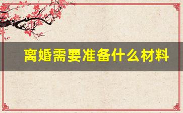 离婚需要准备什么材料