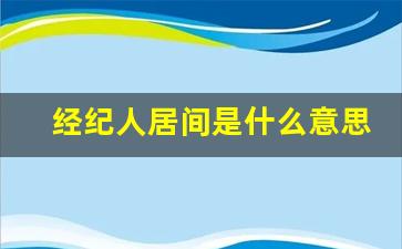 经纪人居间是什么意思_居间方是中介吗