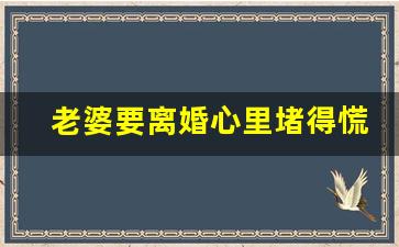 老婆要离婚心里堵得慌怎么办