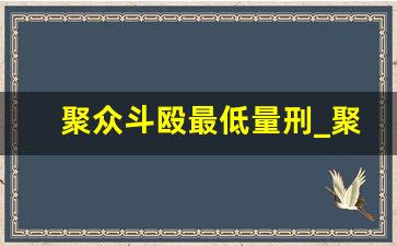 聚众斗殴最低量刑_聚众斗殴刑事拘留