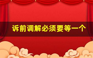 诉前调解必须要等一个月_诉前调解会先给哪方打电话