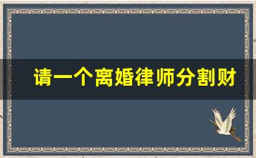 请一个离婚律师分割财产多少钱_财产分割需要律师吗