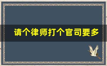 请个律师打个官司要多少钱_怎么请个好律师打官司