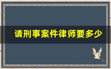 请刑事案件律师要多少钱