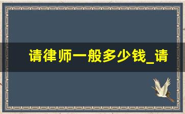 请律师一般多少钱_请律师要多少钱一次