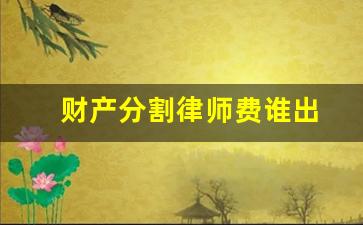 财产分割律师费谁出