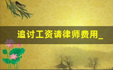 追讨工资请律师费用_巨野法院起诉书