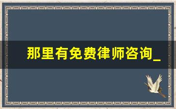 那里有免费律师咨询_可以咨询的免费律师