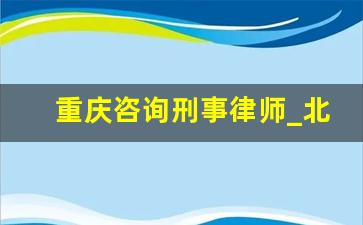 重庆咨询刑事律师_北京知名刑事律师咨询