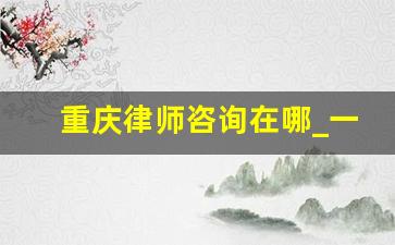 重庆律师咨询在哪_一,律师事务所及律师