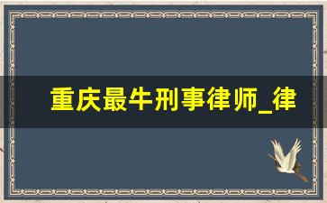 重庆最牛刑事律师_律师事务所法律咨询