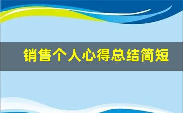 销售个人心得总结简短