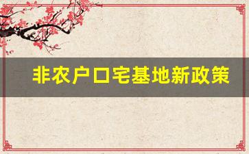 非农户口宅基地新政策_非农户口难道就没房子住吗