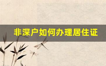 非深户如何办理居住证_网上怎么申请深圳居住证