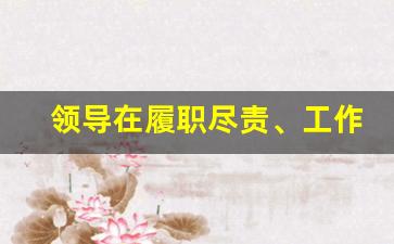 领导在履职尽责、工作能力的表现_个人履职尽责情况100字