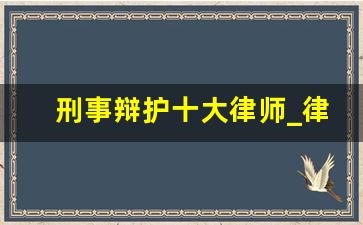 刑事辩护十大律师_律师所排名